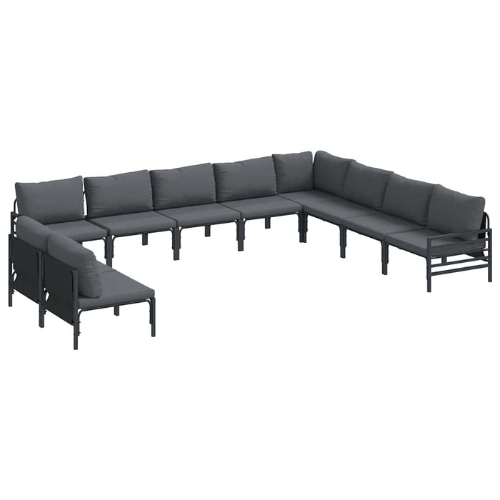 Hagesofa Set 10 pcs Antrasitt Stål