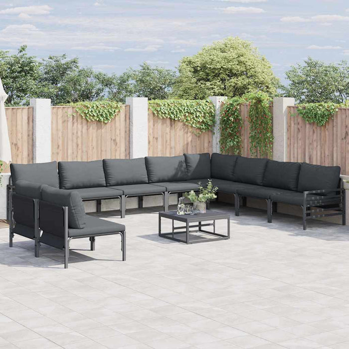 Hagesofa Set 11 pcs Antrasitt Stål