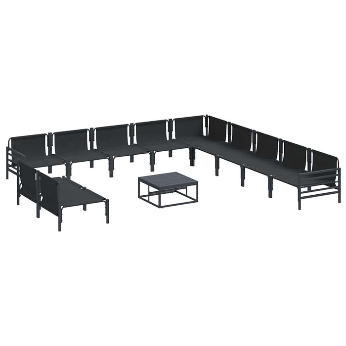 Hagesofa Set 12 pcs Antrasitt Stål