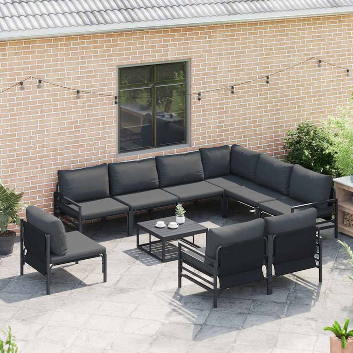 Hagesofa Set 9 pcs Antrasitt Stål