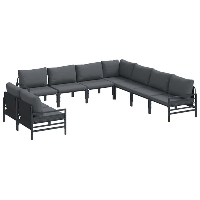 Hagesofa Set 9 pcs Antrasitt Stål