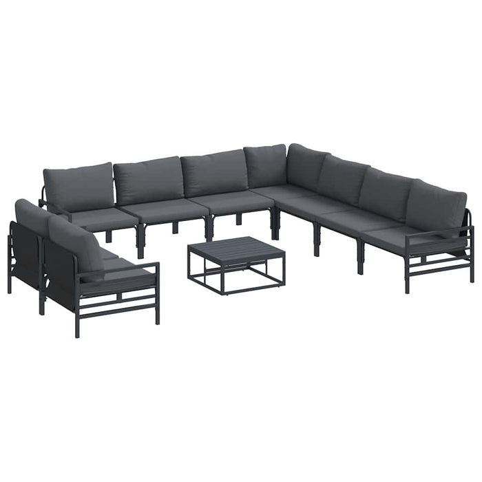 Hagesofa Set 10 pcs Antrasitt Stål
