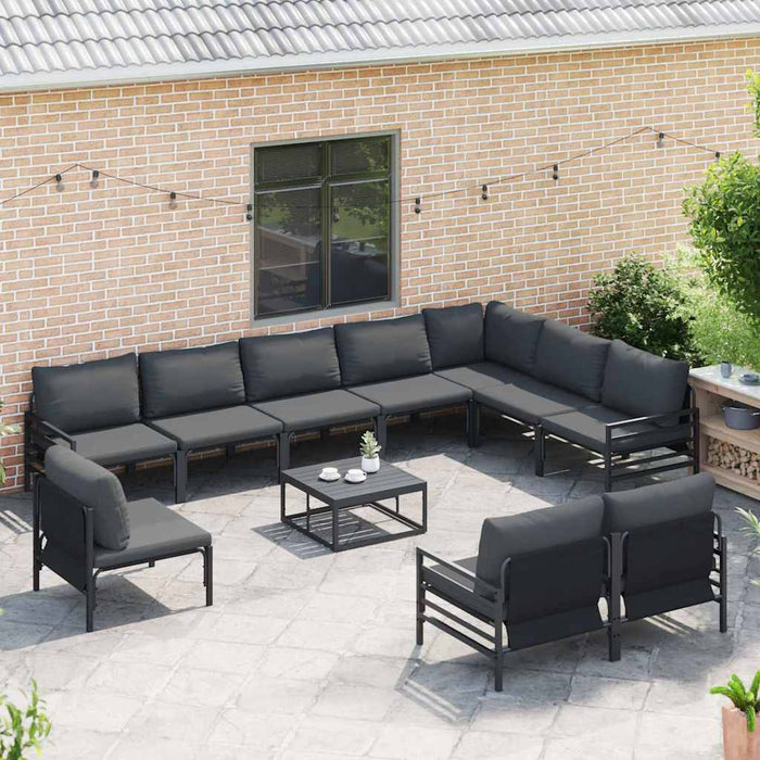 Hagesofa Set 11 pcs Antrasittgrå Stål