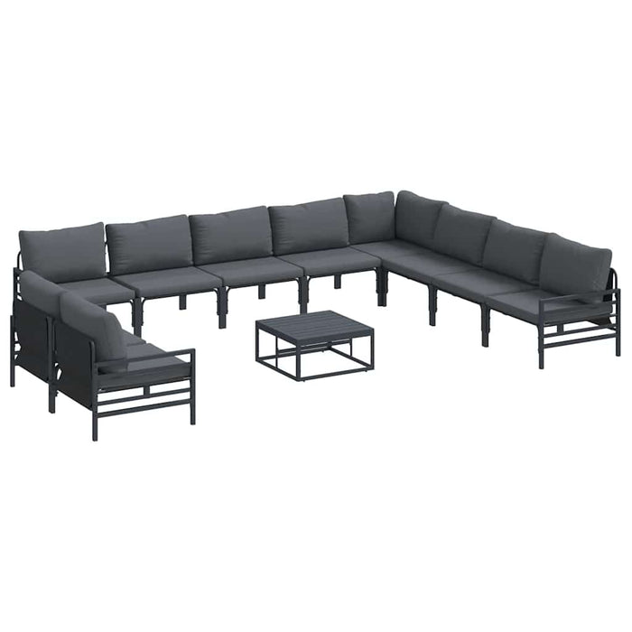 Hagesofa Set 11 pcs Antrasittgrå Stål