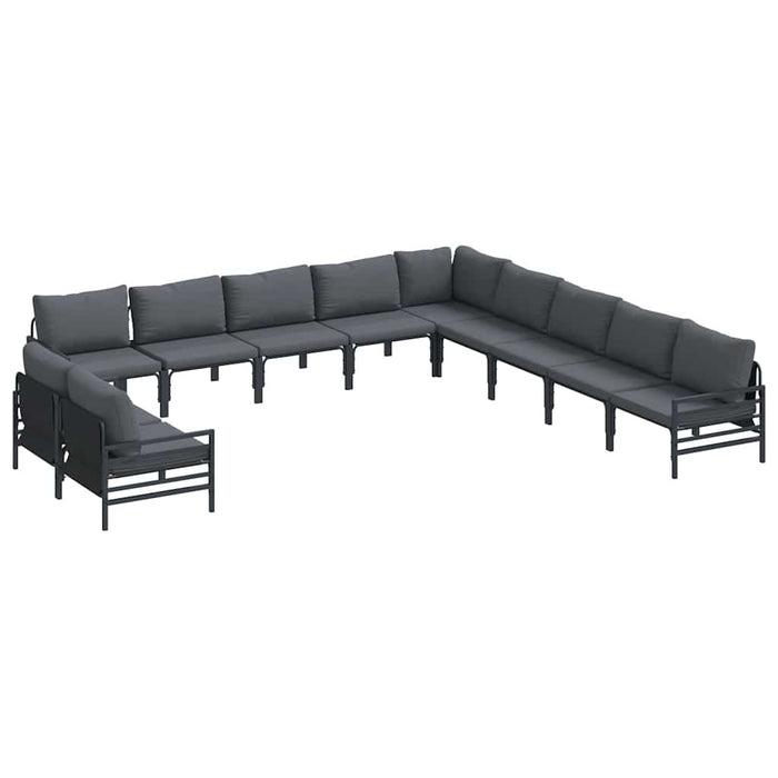Hagesofa Set 11 pcs Antrasittgrå Stål