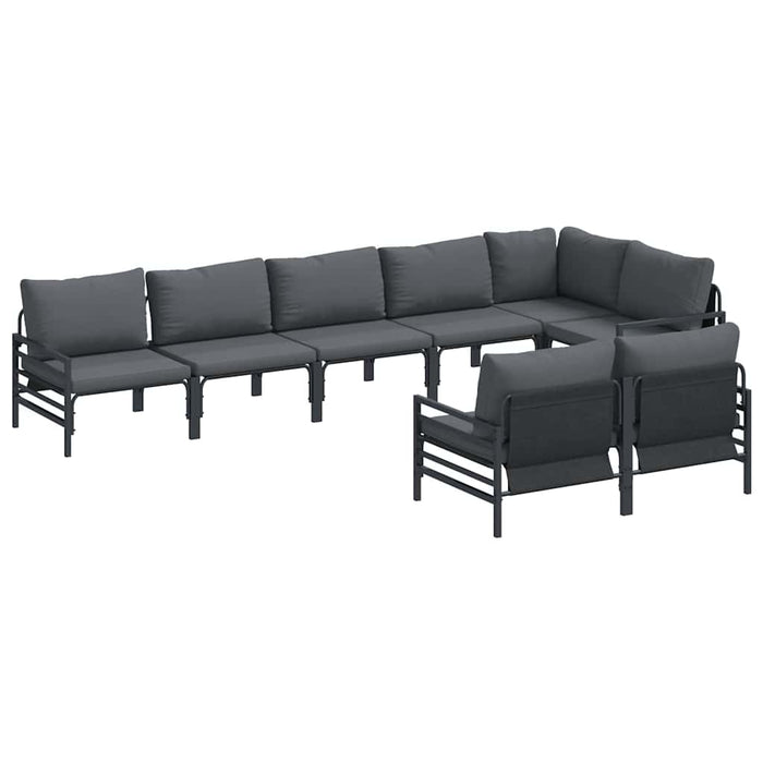 Hagesofa Set 8 pcs Antrasitt Stål