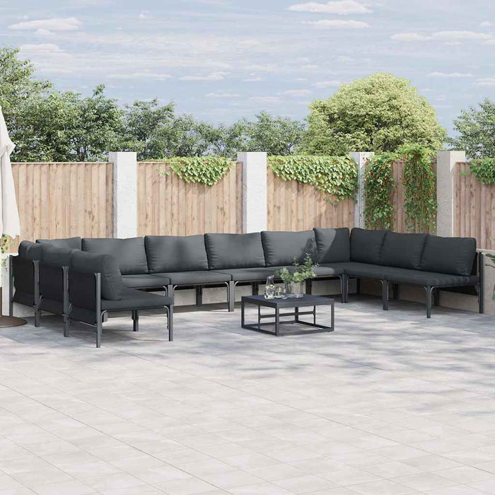 Hagesofa Set 11 pcs Antrasitt Stål