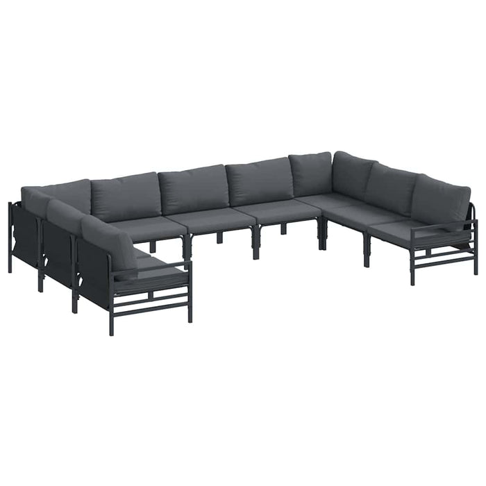 Hagesofa Set 9 pcs Antrasittgrå Stål