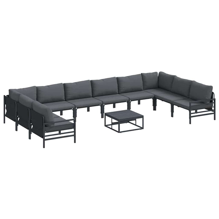Hagesofa Set 11 pcs Antrasitt Stål