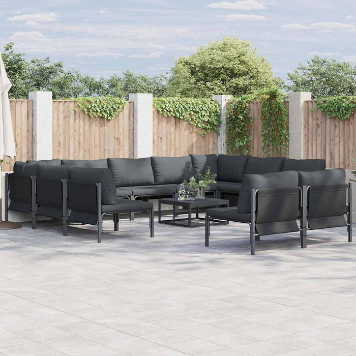 Hagesofa Set 11 pcs Antrasitt Stål