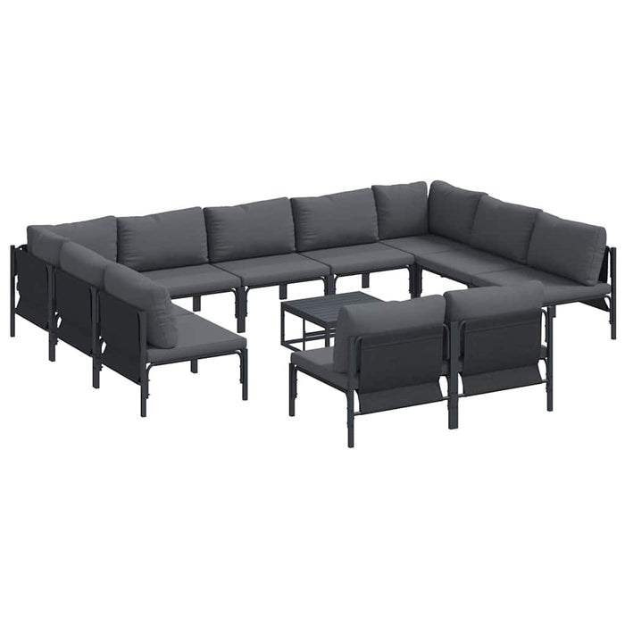 Hagesofa Set 12 pcs Antrasitt Stål