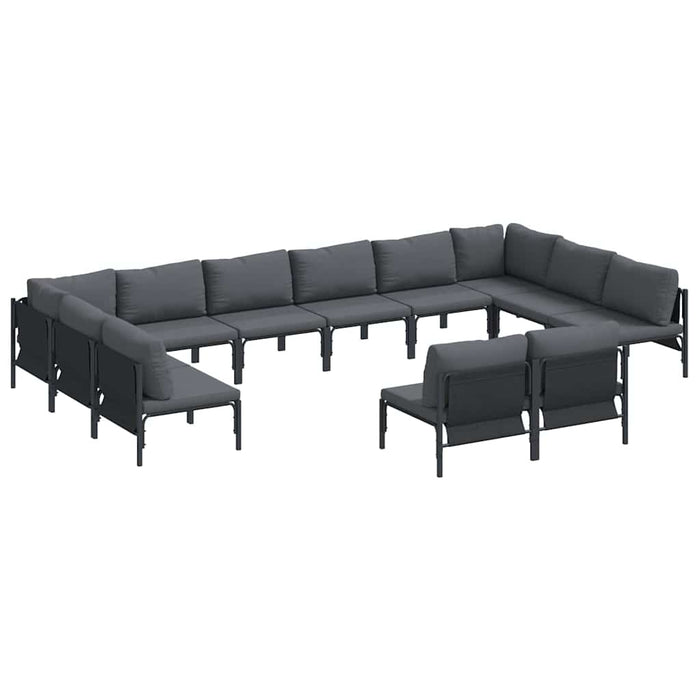 Hagesofa Set 12 pcs Antrasittgrå Stål