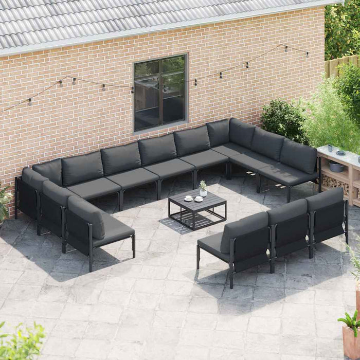 Hagesofa Set 14 pcs Antrasitt Stål
