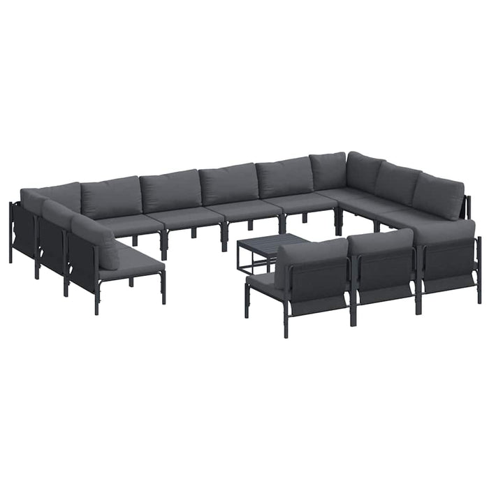 Hagesofa Set 14 pcs Antrasitt Stål