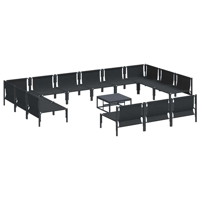 Hagesofa Set 14 pcs Antrasitt Stål