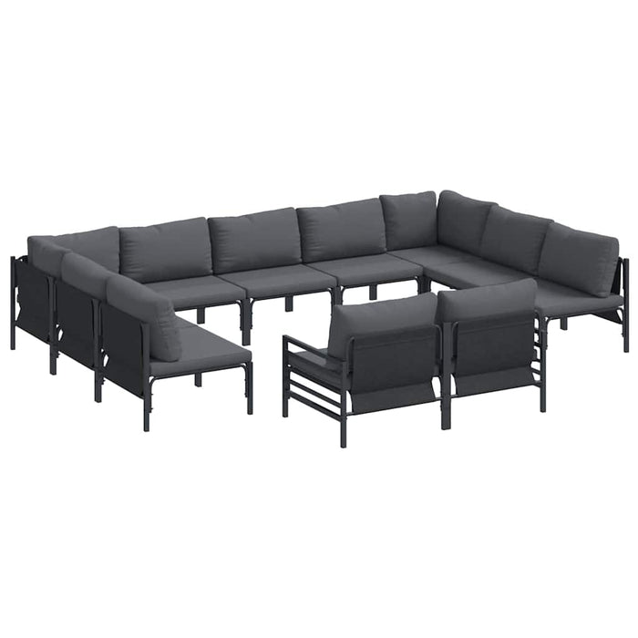 Hagesofa Set 11 pcs Antrasitt Stål