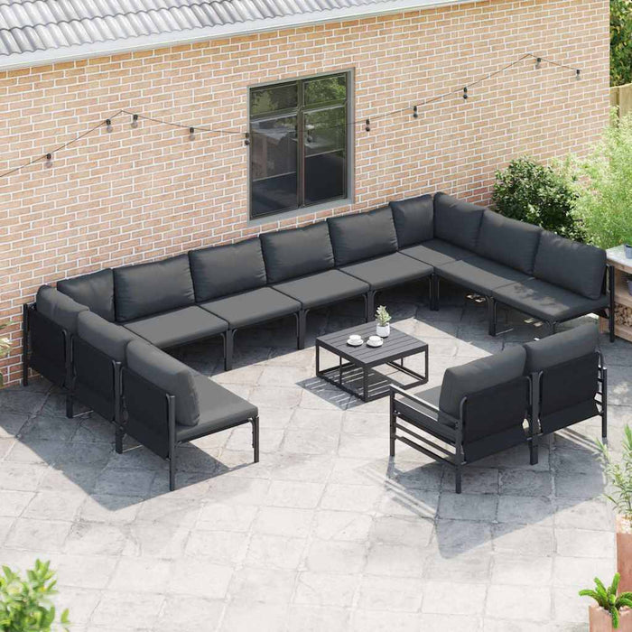 Hagesofa Set 12 pcs Antrasitt Stål