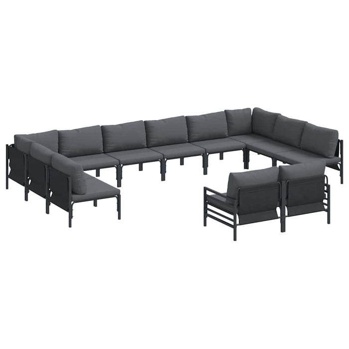 Hagesofa Set 12 pcs Antrasitt Stål