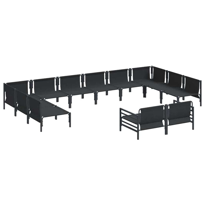 Hagesofa Set 12 pcs Antrasitt Stål