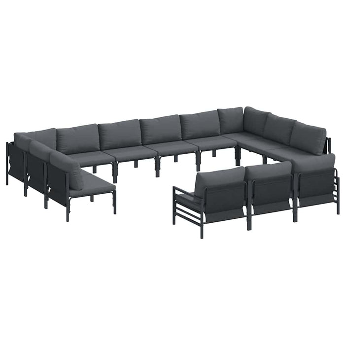 Hagesofa Set 13 pcs Antrasitt Stål