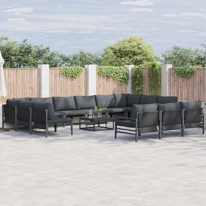 Hagesofa Set 14 pcs Antrasitt Stål