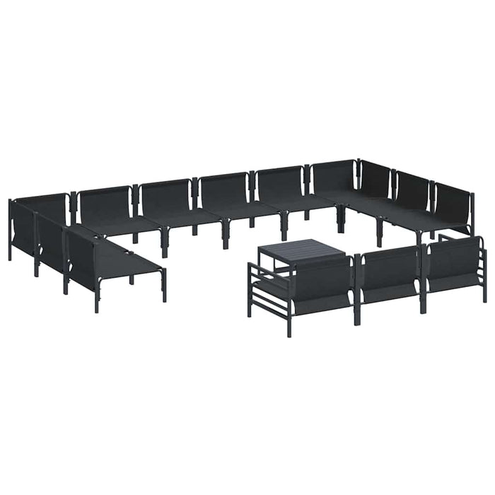 Hagesofa Set 14 pcs Antrasitt Stål