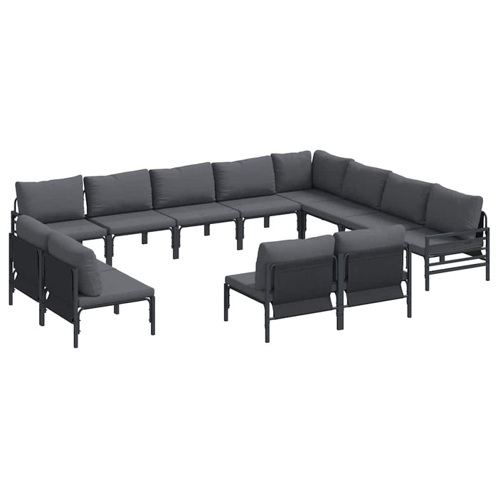 Hagesofa Set 12 pcs Antrasitt Stål