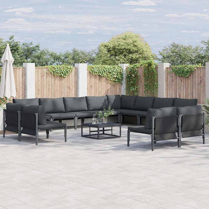 Hagesofa Set 13 pcs Antrasitt Stål