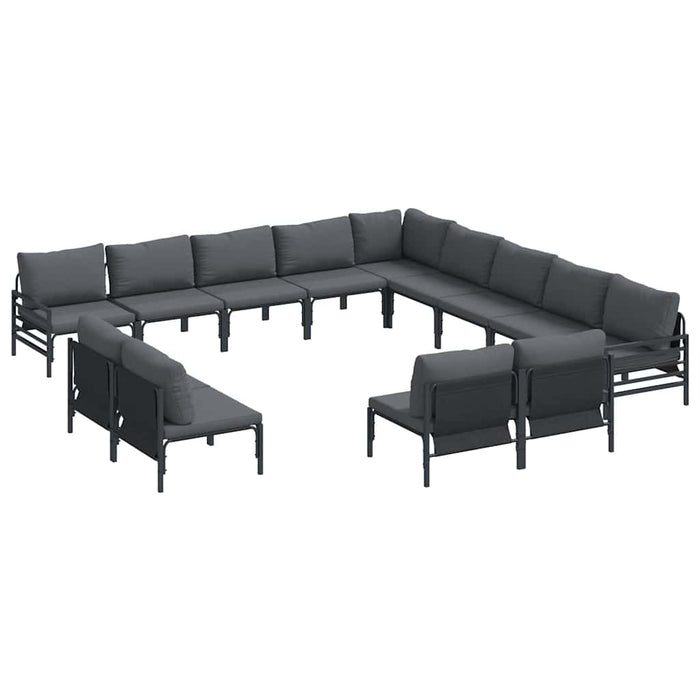 Hagesofa Set 13 pcs Antrasitt Stål