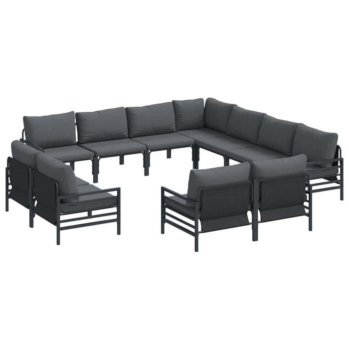 Hagesofa Set 11 pcs Antrasitt Stål