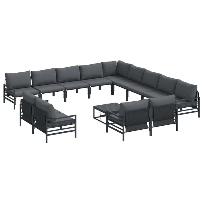 Hagesofa Set 14 pcs Antrasitt Stål