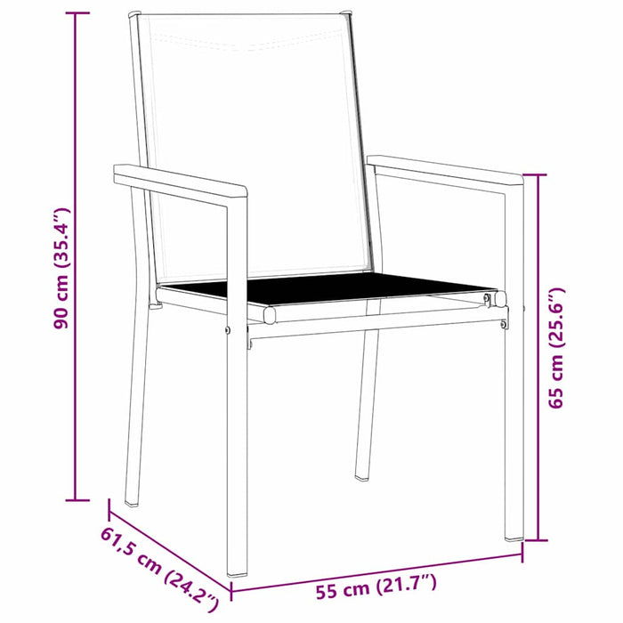 Sett med 3 Svart Textilene og pulverlakkert stål Standard Solid