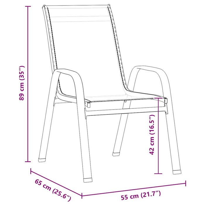 5 Delt Hagebord Svart Textilene og Stål