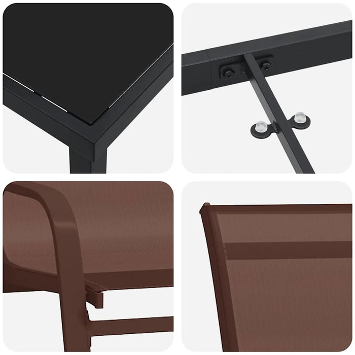 5 Delt Hagemøbelsett Brun Textilene og Stål