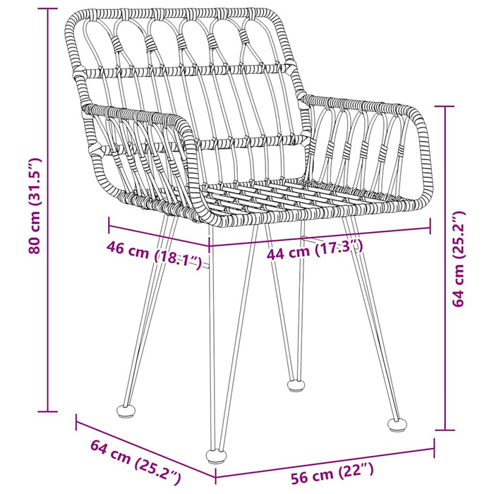 3-delt hageserveringssett svart polyrotting