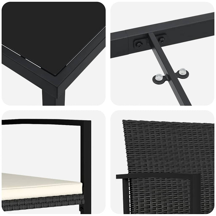 5-delt Hage Spisesett Svart Poly Rott