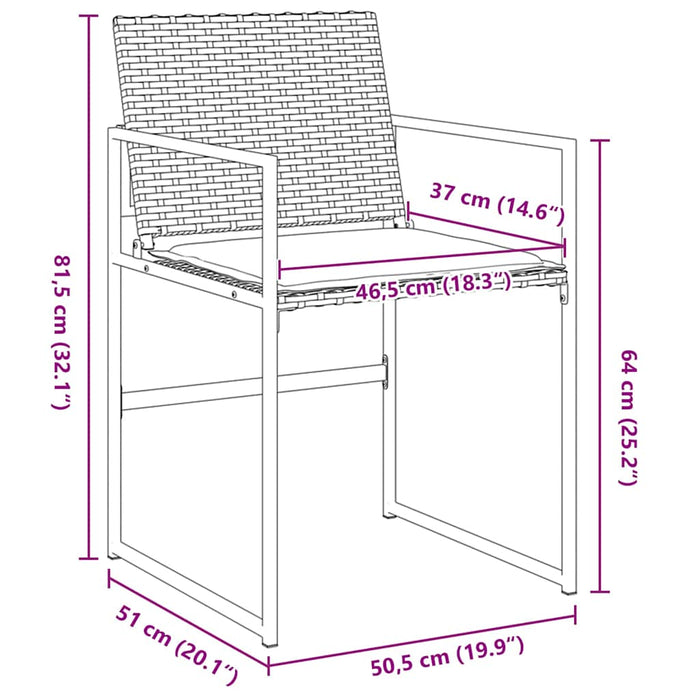 5 Delers Hagemiddagssett med Pute Svart Poly Rattan