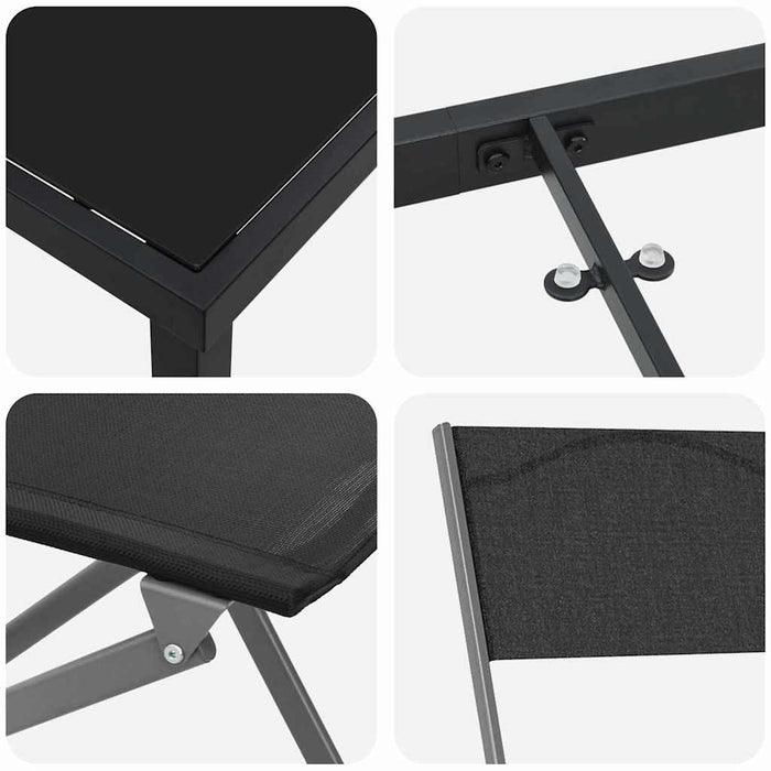 5 Delers Hage SpiseSett Svart Textilene og Stål