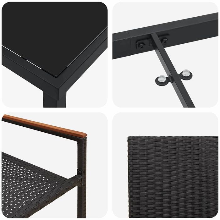 3-delt hagebespisningssett svart polyrotting