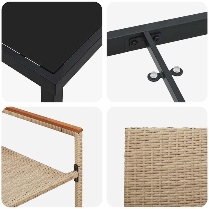 3 Delt Hagespisebord Sett Beige Poly Rottning