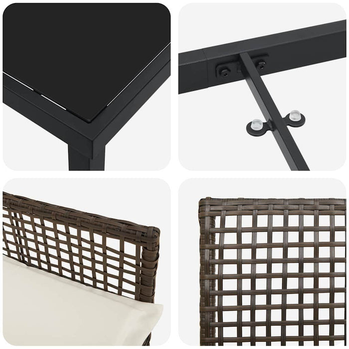 5-delt hagediningsett med puter Brun Poly Rottning