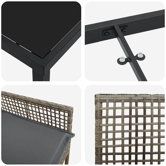 7 deler hage spisestue sett med puter Grå polyrotting