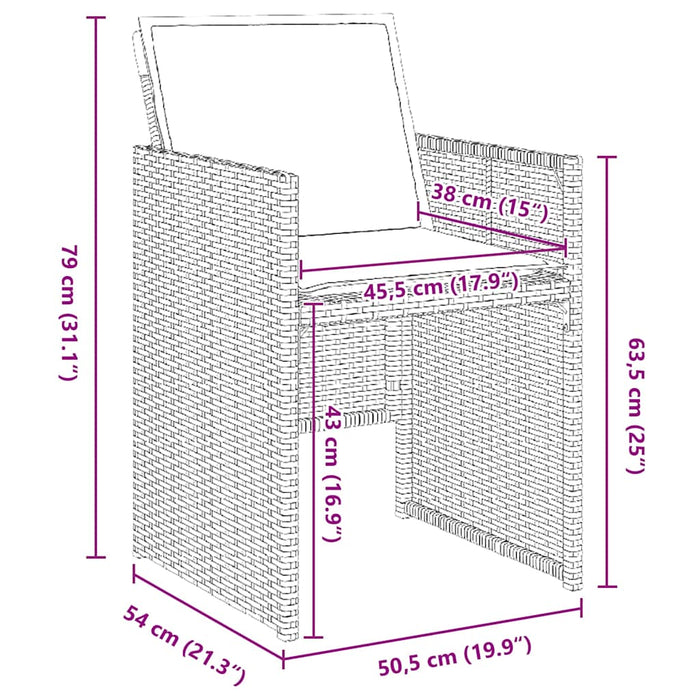 5-delt spisegruppe til hagen med puter i svart polyrotting