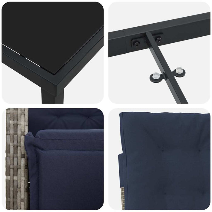 5-delt hage spisebordsett grå polyrotting