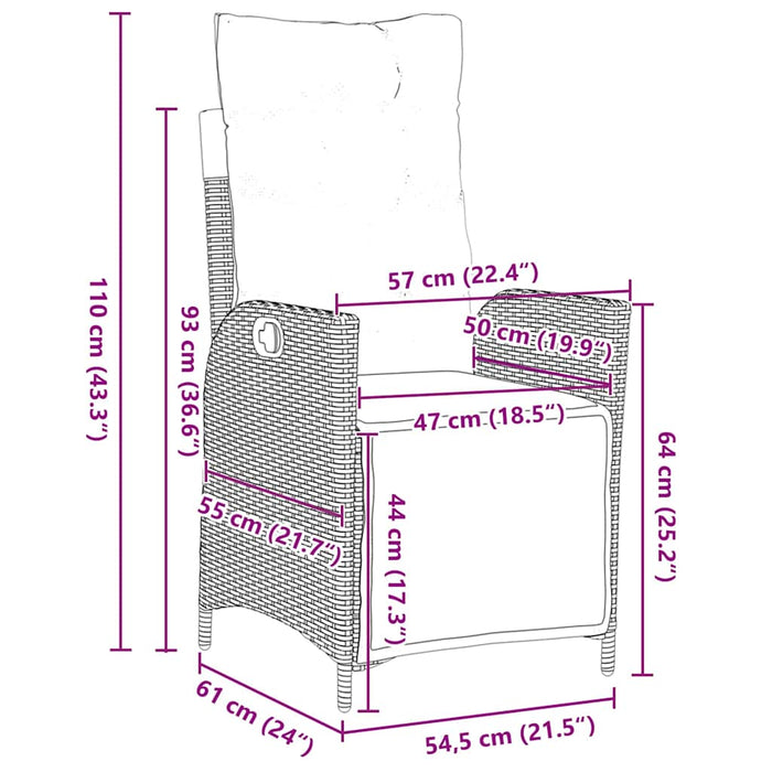 5-delt Hage Dining Sett i Lysegrå Poly Rattan
