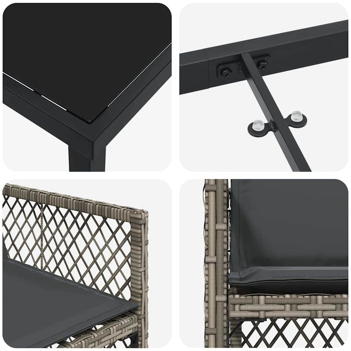 5 Delt Hagemøbelsett med Puter Grå Poly Rottning