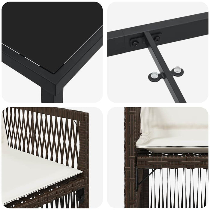 Brunt hage spisesett 5 pcs Brun Stål