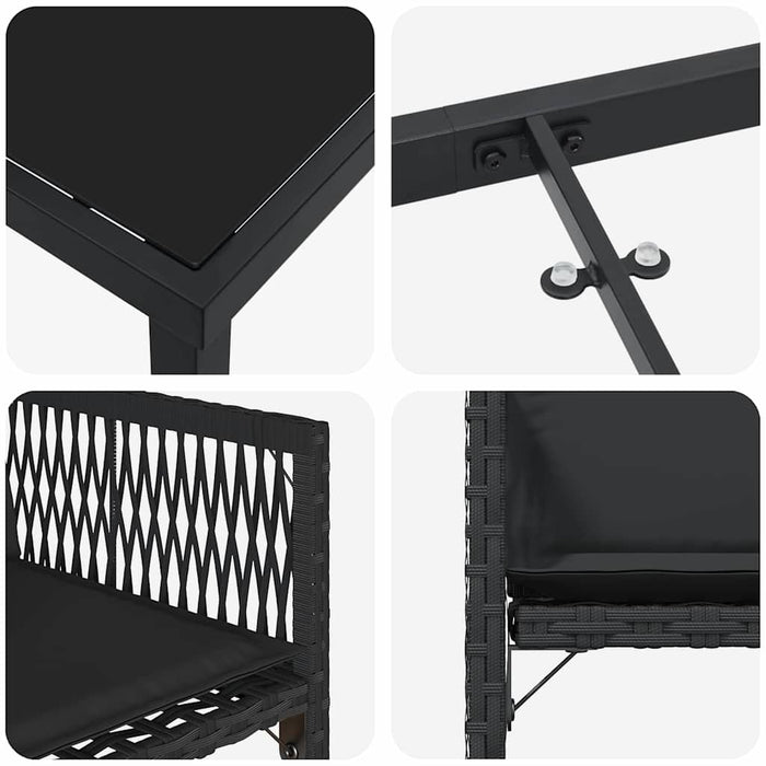 Hage Spisegruppe 5 pcs Svart polyrotting