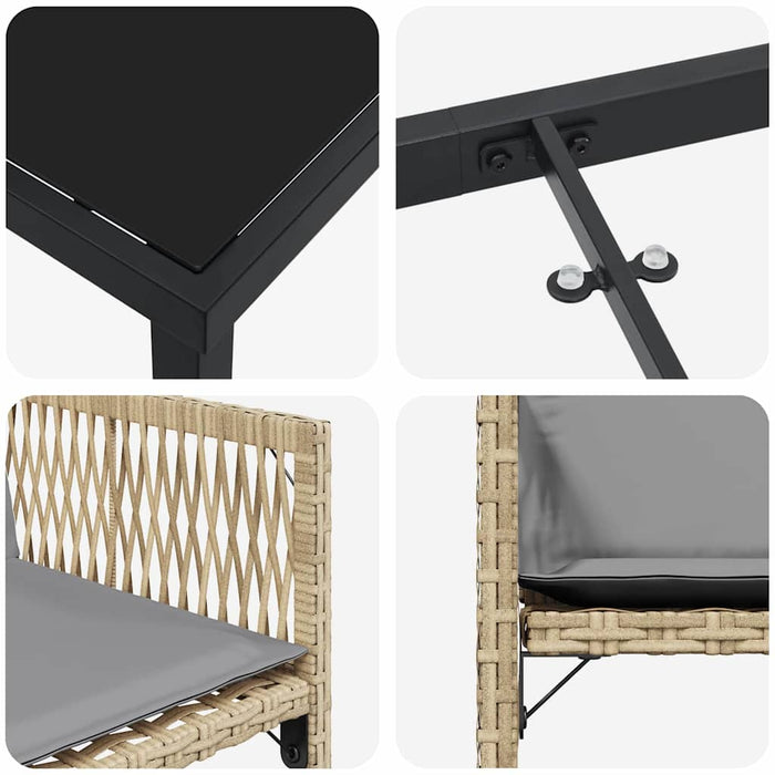 5-delt Hage Spise Set med Puter Beige Poly Rottning