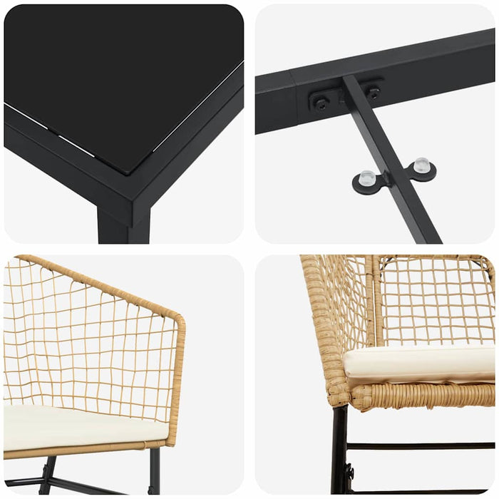 5-delers Hagemøbelsett med Pute Brun Poly Rottin